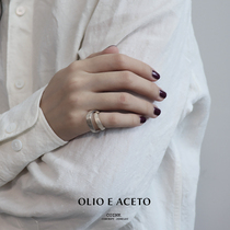 OLIO E ACETO sterling silver double ring ear bone clip 925 silver handmade texture texture two wear design tail ring