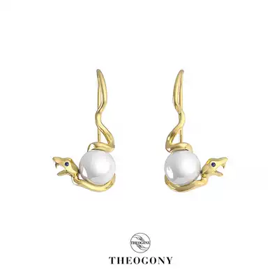 THEOGONY Amulet series Wagit Snake Earrings Retro Design Sense Pearl Earrings