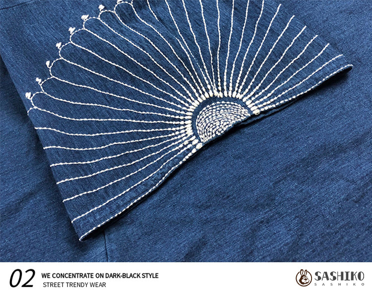 20SS KAPITAL 平田和宏天竺棉刺繡花紋男女同款五分袖T恤短袖|T恤