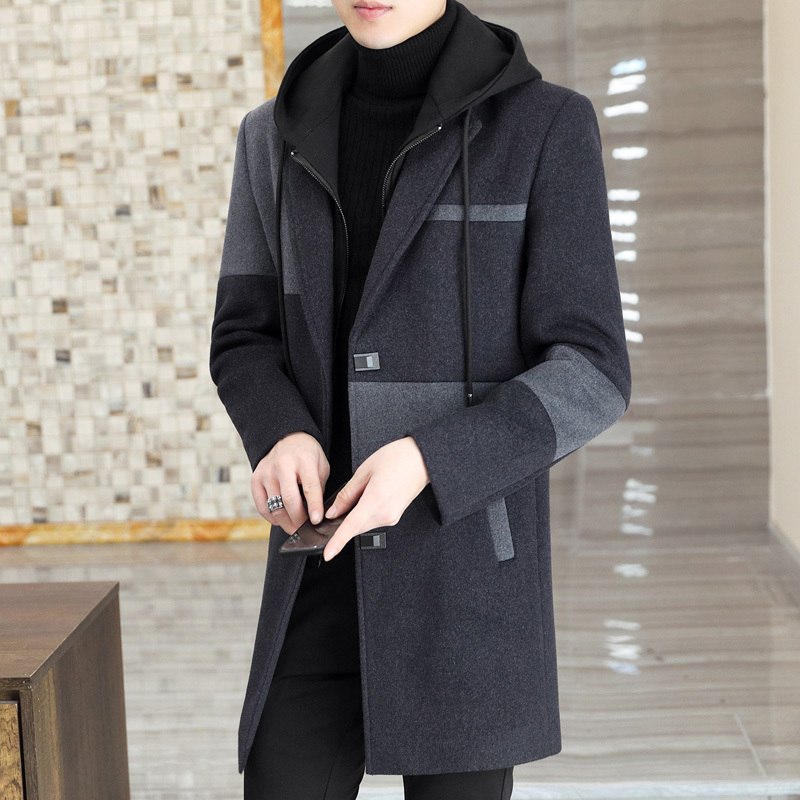 2026 New Autumn and Winter Men's Woolen Coat, Mid-Length Men's Woolen Overcoat, Winter Trench Coat, Men's Trendy Style