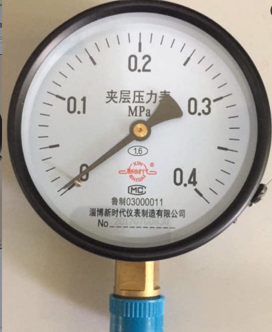 淄博新时代Y100径向夹层压力表0-0.4MPa M20*1.5正品包邮