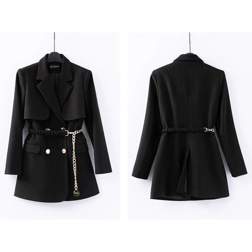 Черный плащ, короткая куртка, шерстяной костюм, демисезонное пальто, в британском стиле, подходит для подростков, коллекция 2022