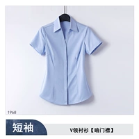 V-образный воротник с синими лацканами [скрытая пуговица] - 1968 г.