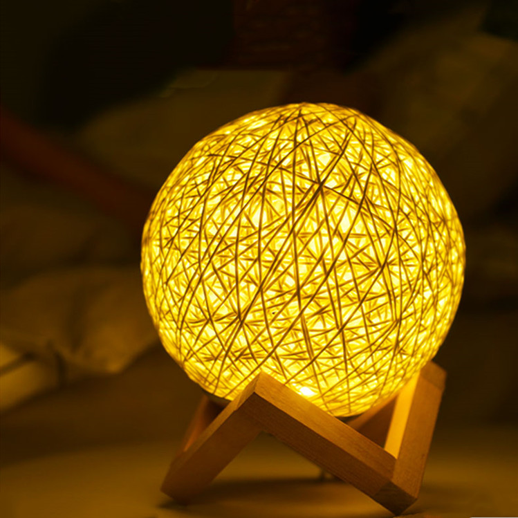 Minima Creative Bedroom Sleep Bed headlights 520 Decorative Gifts Small Night Light Night Light WIRE HEMP BALL GIFT TABLE LAMP