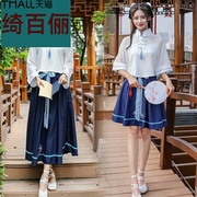 phong cổ phần quần áo lớp studentskirt tốt nghiệp gió ngắn váy Han váy hàng ngày được cải thiện mùa xuân váy cổ Han quần áo phụ nữ và mùa hè