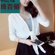 Phụ nữ outwear mới Xiaoice lụa cardigan thời trang mùa hè ngắn 2019 áo khoác điều hòa không khí chống nắng khăn choàng