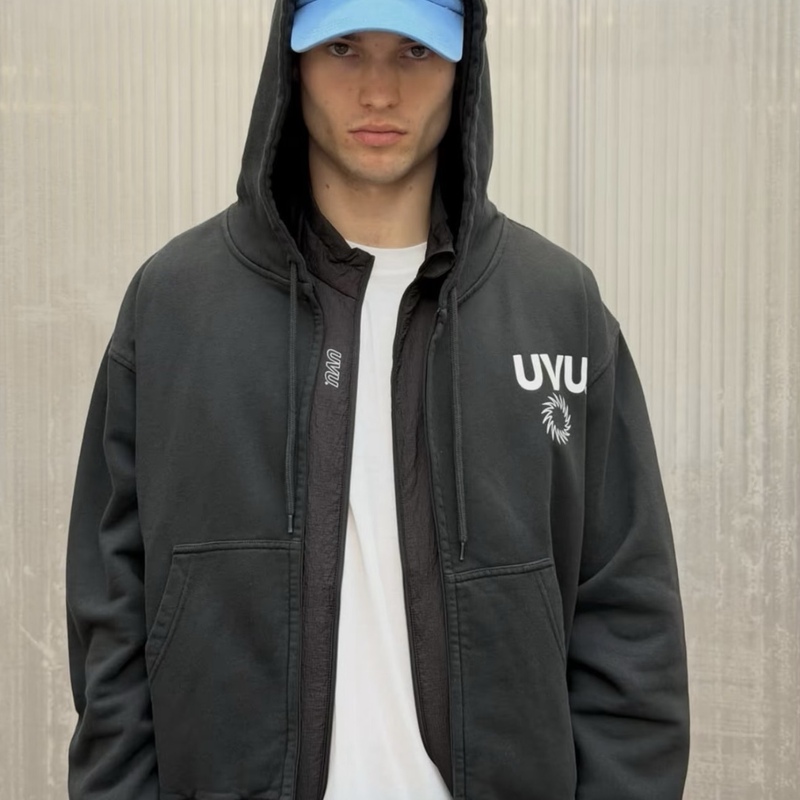 Uvu Sweatshirt Hooded Long-Sleeve Jacket Long-Sleeve Zip-Up Fleece Insignia Zip through Running Fitness Uvu Sweatshirt Hooded Long-Sleeve Jacket Long-Sleeve Zip-Up Fleece Insignia Zip through Running Fitness