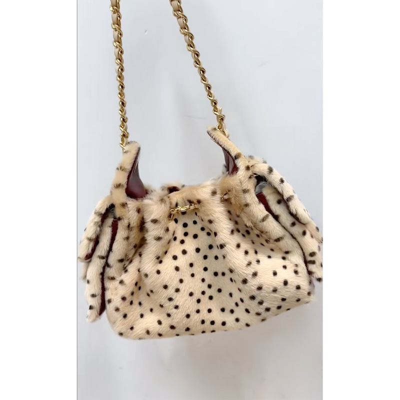 Nana Yijia 26A Leopard Print Fur Bag Polka Dot 25Mini Bag High-End Handmade Workshop