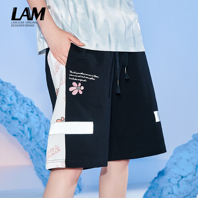 2021 new small daisy reflective strips 50% Shorts Women Summer Tide Card Sport Loose 5 Lovers Casual Pants