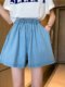 Black wide-leg shorts for women in summer thin high-waisted slim outer wear loose small casual a-line pants trendy ins