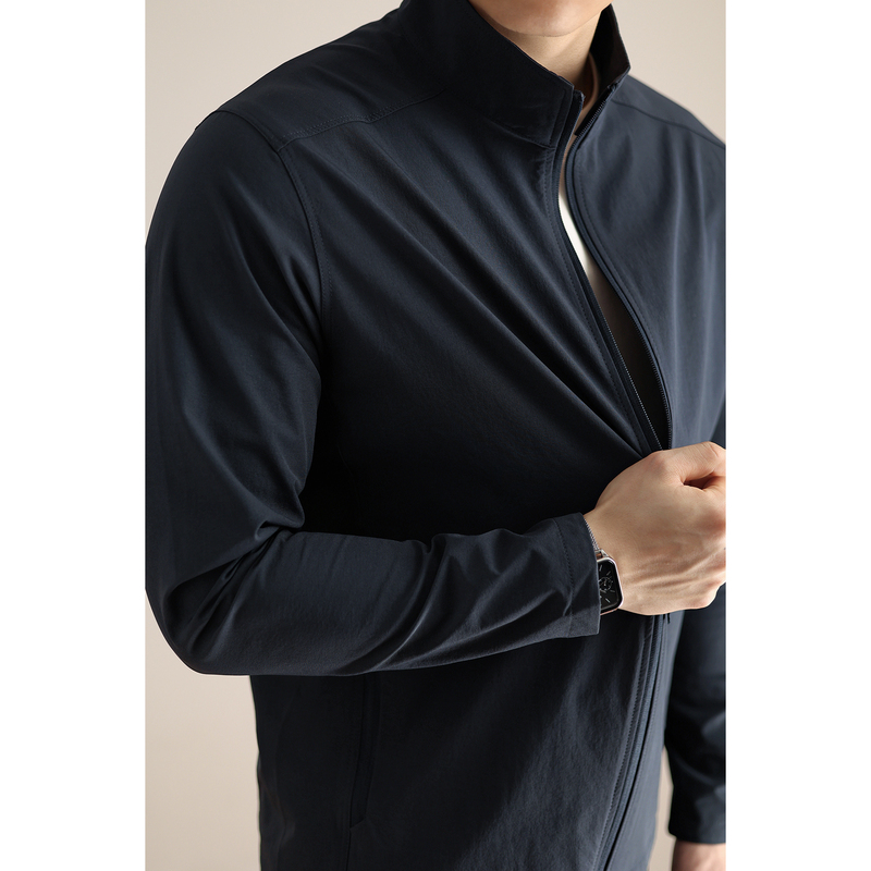 Toray Primeflex Japanese Imported Stretchy Small Stand-Up Collar Business Casual Zipper Jacket for Men, Spring and Autumn