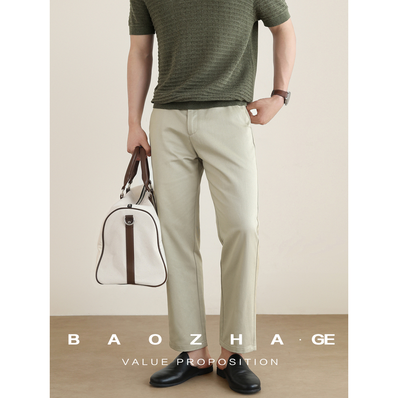 【Skin-Friendly Lyocell】Old Money Style Tencel Cotton Blend Straight-Leg Pants for Men, Summer 2026 New Anti-Wrinkle Cool Casual Pants