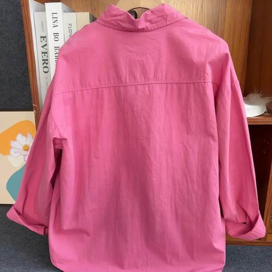 Легкая роскошная женская рубашка с длинными рукавами из чистого хлопка фирменного кроя и удаленной этикетки