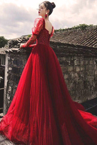 Toasting Bride 2021 new little man engagement wedding dress female temperament socialite high-end party evening dress