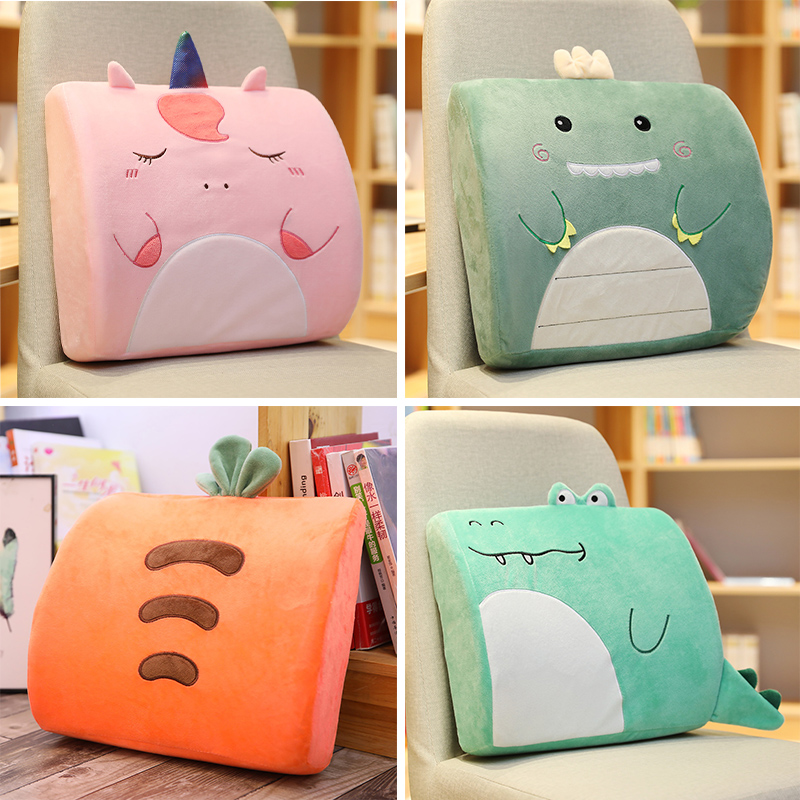 ins cartoon car back cushion car memory cotton waist close to office cute leaning on pillows and waist pillow Driving chair cushions