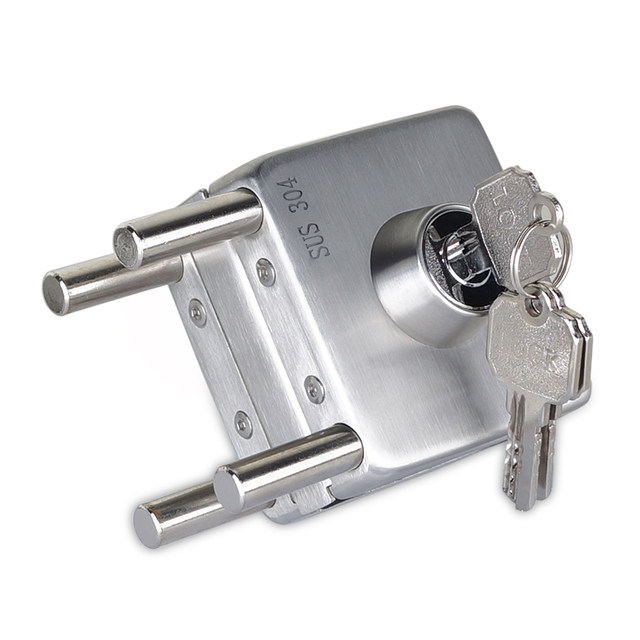 304 stainless steel square lock door glass without hole latch lock single door double door shop office glass lock