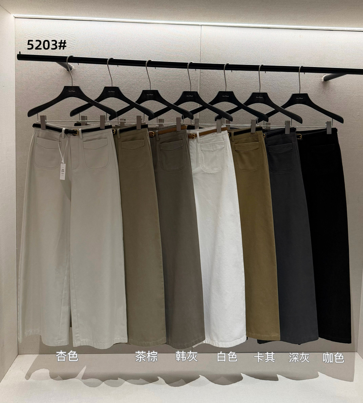 Acc Focus Korean Style Double Pocket High Waist Wide Leg Pants Autumn Versatile Straight Slimming Casual Pants for Women 5203