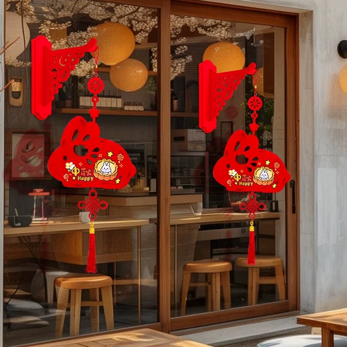 2025 Новый год Змеиного года, Фу, Красный Фонарь, нетканой дворцовый фонарь, фонарь, дверь, коридор стены балкона