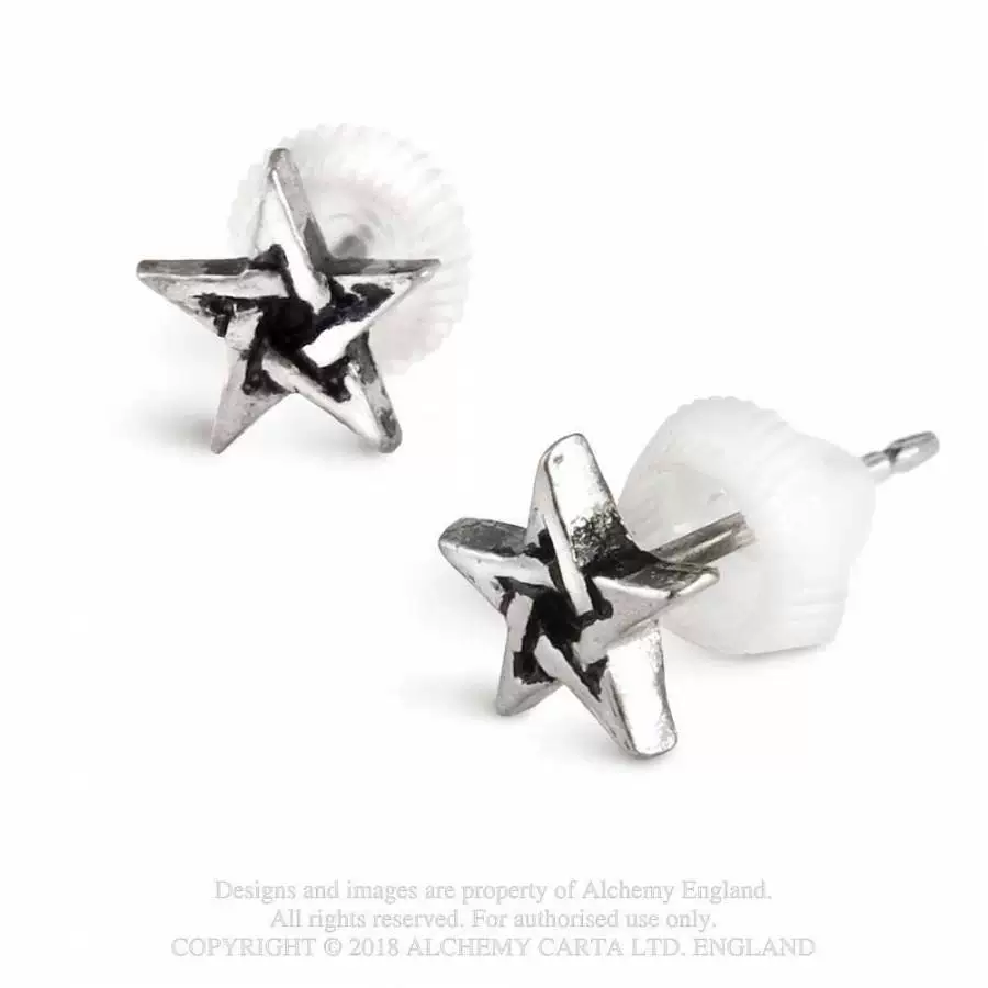 Ювелирные серьги в готическом стиле PENTAGRAM (E164) от официального бренда Alchemy Gothic British A brand