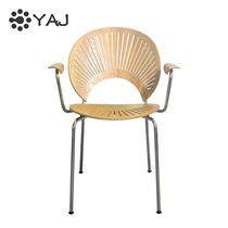 Nordic Dining Chair Home Retro Vintage Solid Wood Armrests Chair Ins Nets Red Creative Backrest Casual Shell Chair