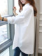 Designed white shirt for women new 2025 autumn BF style casual loose and versatile mid-length long-sleeved shirt