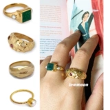 Spot Gemisland French Green Wild Fairy Emersians Pravanotic Natural Stone Tourmaline Texture Texture Golding Ring