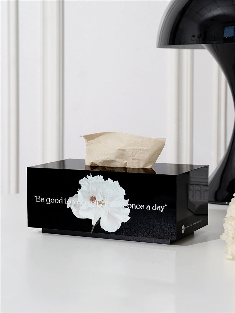 Easygood Nordic acrylic tissue box white flowers Cardboard Box paper towels Towels Living-room Advanced Pendulum-Taobao