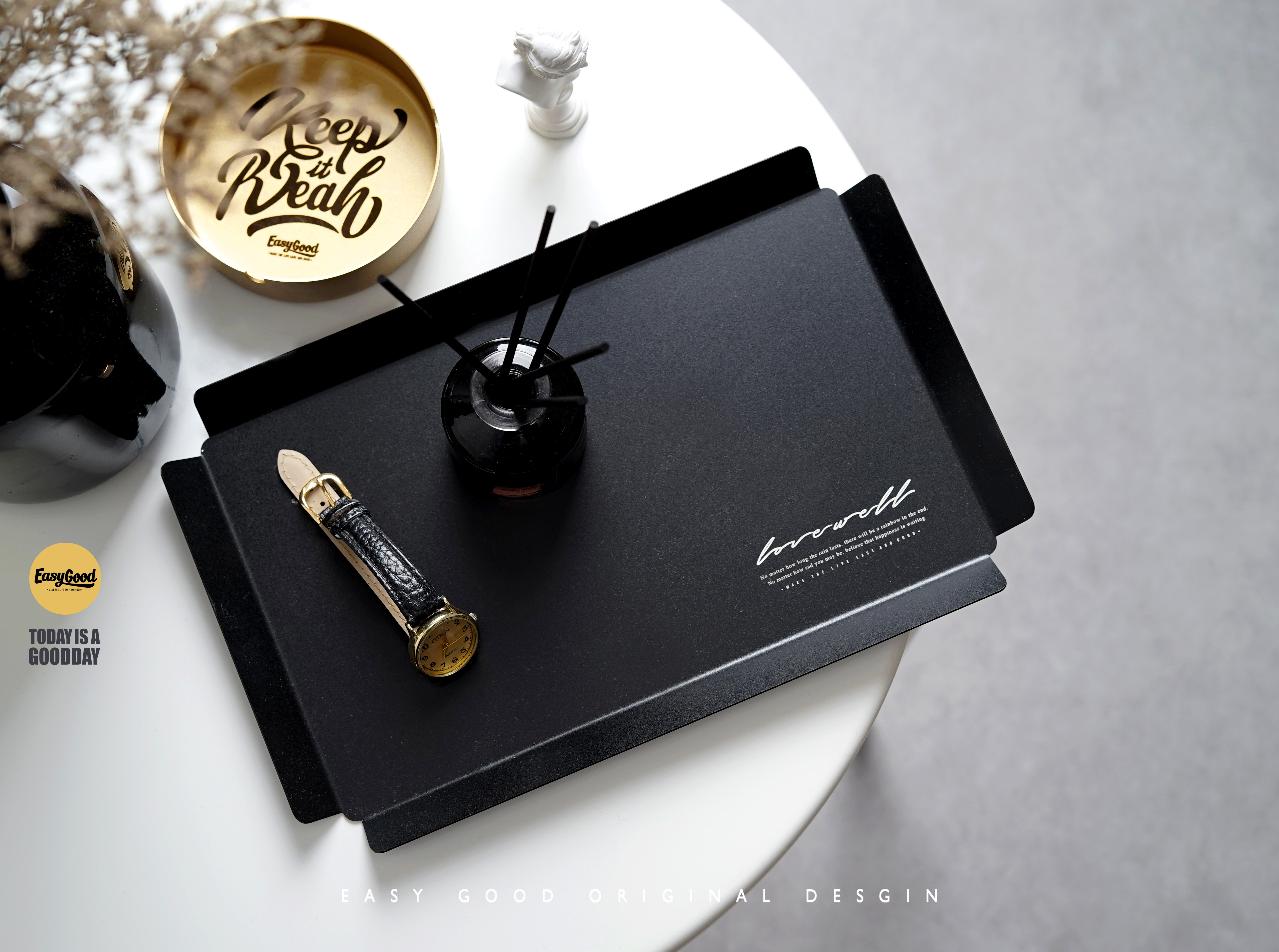 EG Nordic Home Square Living Room Creative Tea Tray Tea Cup Containing Pan Mesh Red Coffee Tea Water Pan Cake Dessert Pan-Taobao