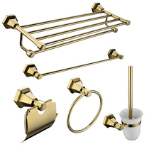 Bubble Bath Full Copper Bath Towel Rack Towel Bar Shelve Bathroom Hardware Pendant Paper Rack Toilet Brushed Gold