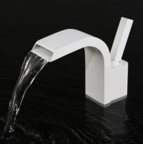 Nordic minimalist waterfall white faucet full copper hot and cold basin washbasin faucet bathroom washbasin black