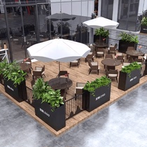 Outdoor iron flower box square flower bed commercial street guardrail partition fence flower trough grid combination exterior flower trough