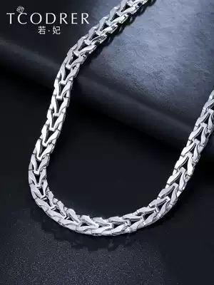 Ruofei pt950 platinum necklace men's flat chain fashion gold necklace pt999 platinum necklace thick chain men