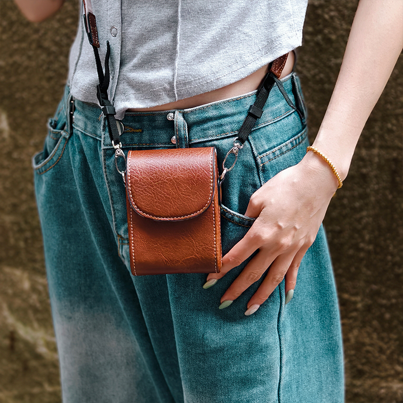 Digital Camera Bag Leather Case Ccd Canon G7X2/G7X3 Sony Black Card Rx100 Cross-Body Shoulder Bag Storage Bag