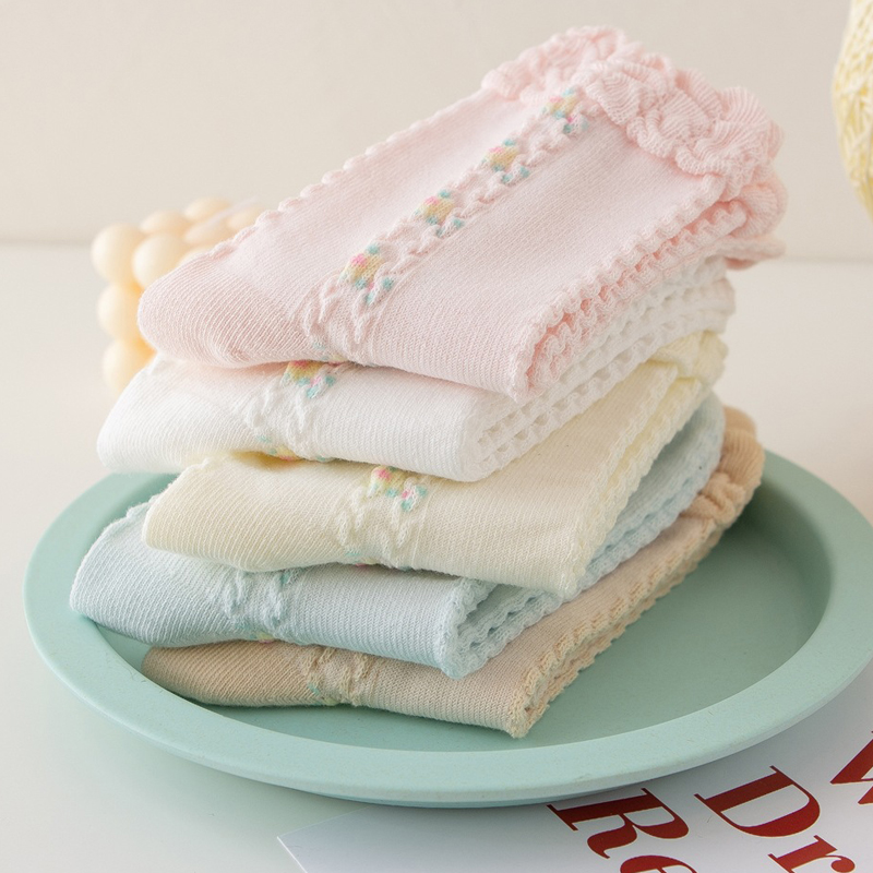 Confinement socks summer thin cotton socks postpartum loose mouth pregnant women spring and summer maternity mid-tube breathable lace loose socks women