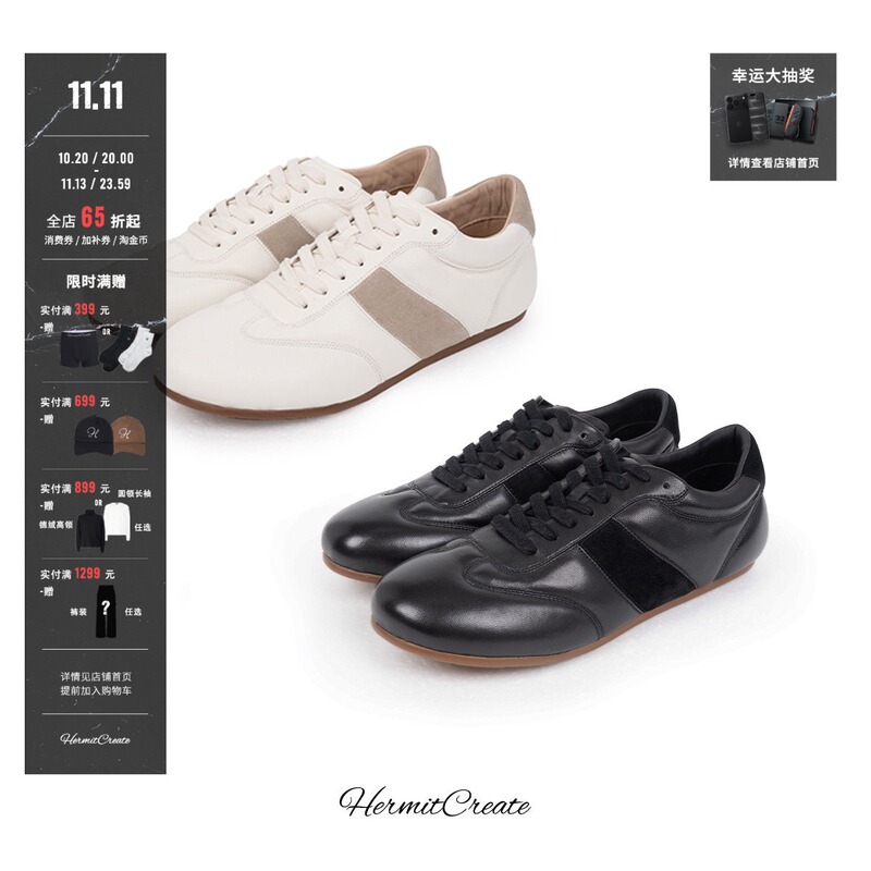 Hc/Hermitcreate Footwear Series Golf Retro Casual Shoes Lambskin Sports Casual Shoes