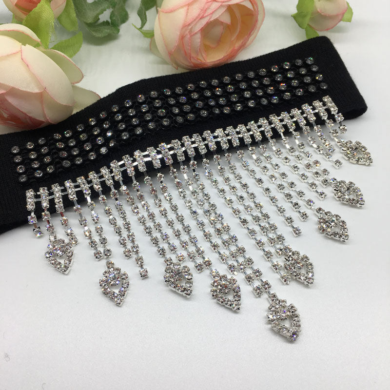 Rhinestone cloth yarn collar fake collar children's party set chain fake collar dance long pendant square dance autumn and winter scarf female neck protector