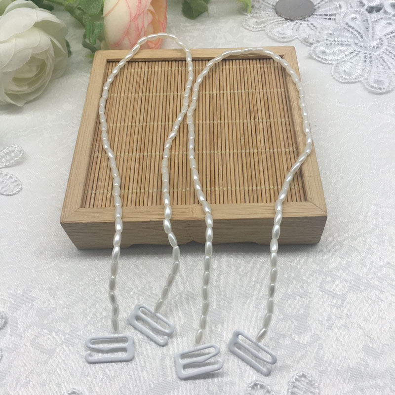 Summer off the shoulder sexy beads lingerie straps suspenders skirt straps accessories white pearl hood straps