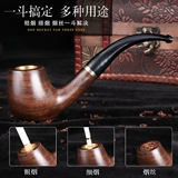 Деревянный дым Ebon, ручная сплошная деревянная труба, два -старомодный старый старый модный боевой изогнутый изогнутый изгиб Хейнель Вуд Все дерево