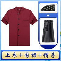 Красный фартук, шапка, короткий рукав