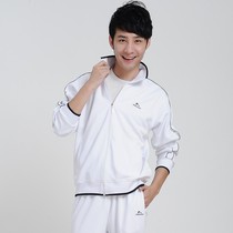 Jinguan white sportswear suit set Spring and Autumn student trousers female men and couples leisure plus size group activities group purchase clothing