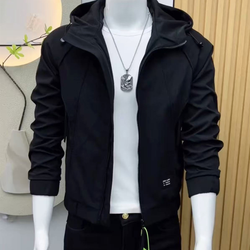 Men's Hooded Jacket 2026 Spring and Autumn Korean Style Slim Fit Solid Color Casual Versatile Zipper Pocket Top Coat Men's Hooded Jacket 2026 Spring and Autumn Korean Style Slim Fit Solid Color Casual Versatile Zipper Pocket Top Coat