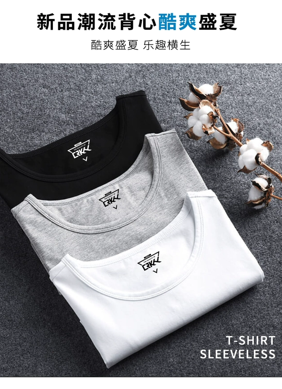 Khỉ in áo vest nam không tay cỡ lớn thả lỏng thể thao giải trí vest vai đường phố thời trang hip hop cotton - Áo vest cotton áo khoác blazer nam hàn quốc
