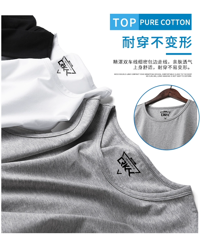 Khỉ in áo vest nam không tay cỡ lớn thả lỏng thể thao giải trí vest vai đường phố thời trang hip hop cotton - Áo vest cotton áo khoác blazer nam hàn quốc
