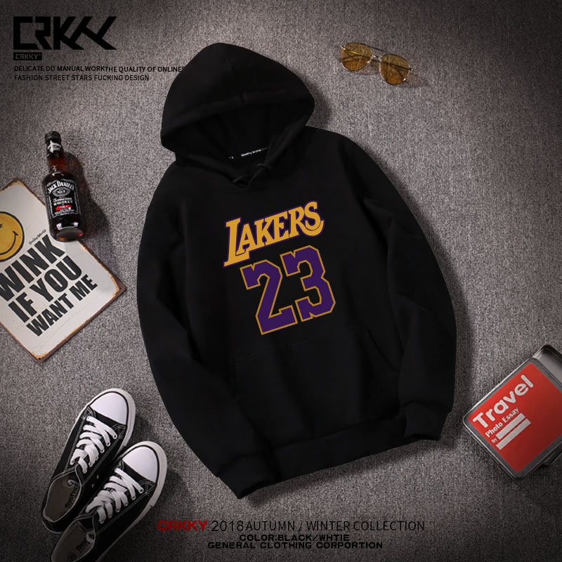 mới bóng rổ jersey xu hướng mùa thu của nam giới áo lỏng lẻo Lakers 23 James với những bộ quần áo cùng một chiếc áo khoác.