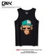 Khỉ in áo vest nam không tay cỡ lớn thả lỏng thể thao giải trí vest vai đường phố thời trang hip hop cotton - Áo vest cotton áo khoác blazer nam hàn quốc Áo vest cotton