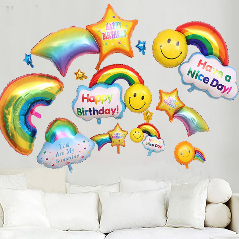 Bow Rainbow Sunflower Aluminum Film Balloon Birthday Party Decoration Baby Full Moon One Year Old Cartoon Dress Up Arrangement