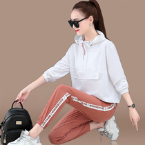 Sports set women Spring and Autumn 2020 new fashion foreign style large size long sleeve sweater two-piece running casual wear tide