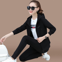 Sports set women Spring and Autumn 2020 new fashion large size loose long sleeve casual running clothes sweater three sets