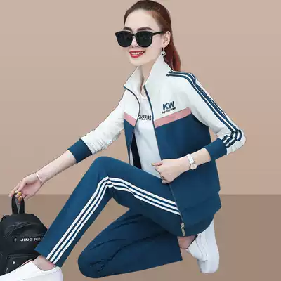 Sports set women Spring and Autumn 2019 New thick cotton T three-piece fashion large size loose long sleeve running casual wear
