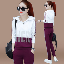 Sports set women Spring and Autumn 2020 new fashion hooded temperament slim casual running clothes two sets tide